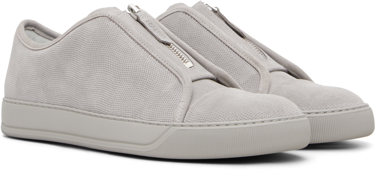Lanvin Gray DBB1 Suede Zip Sneakers