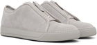 Lanvin Gray DBB1 Suede Zip Sneakers
