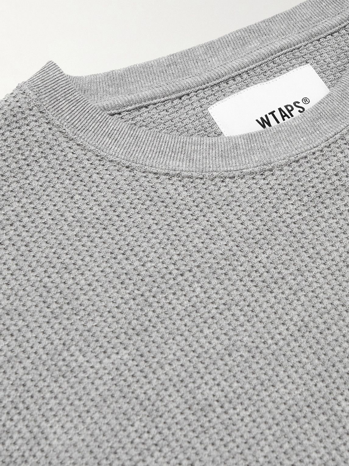 WTAPS - Logo-Appliquéd Waffle-Knit Cotton T-Shirt - Gray WTAPS