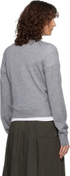 AMI Paris Gray Wool Crewneck Ami de Coeur Cardigan