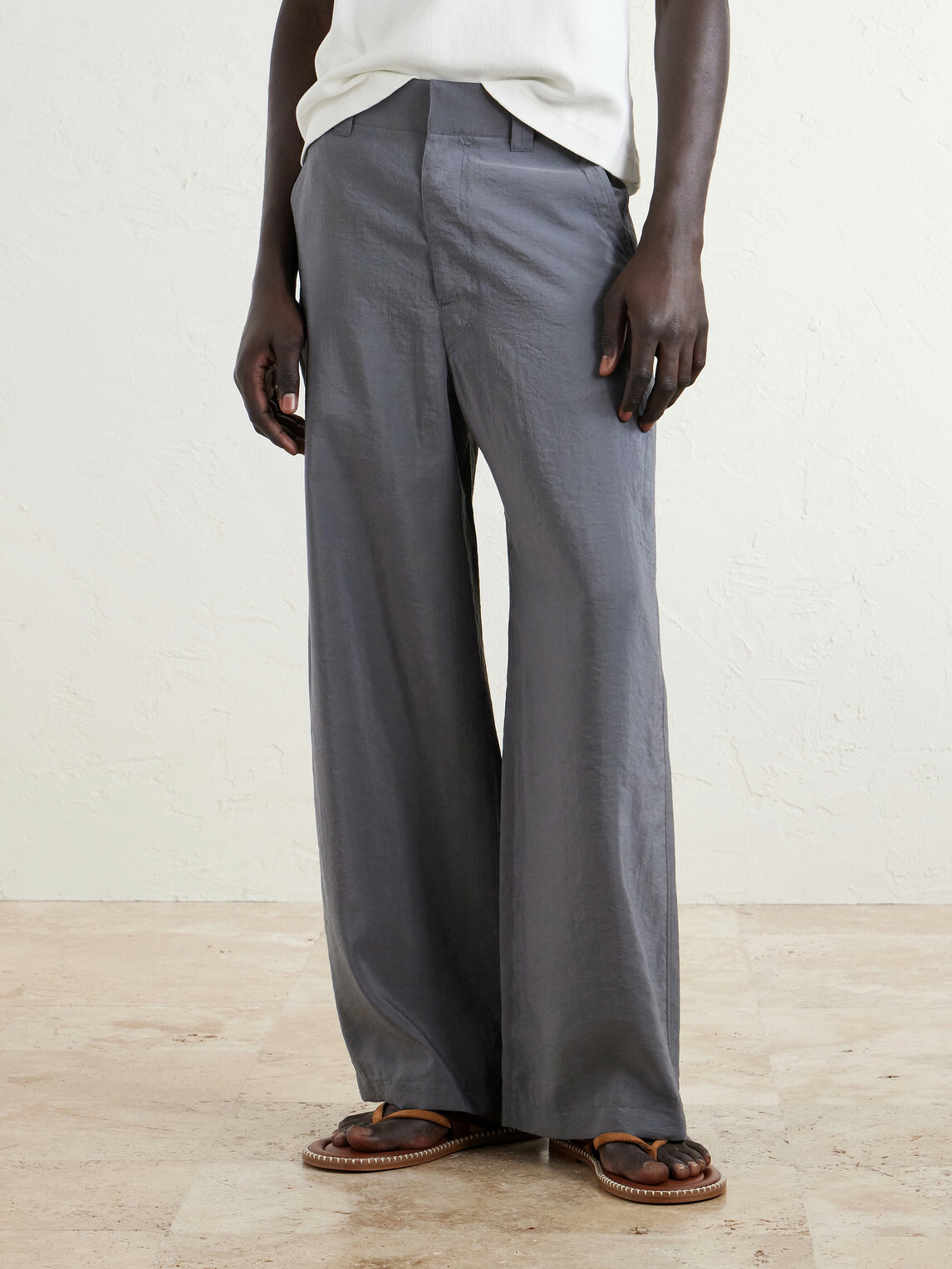 LEMAIRE - Straight-Leg Silk-Blend Trousers - Gray