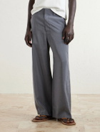 LEMAIRE - Straight-Leg Silk-Blend Trousers - Gray