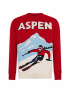 MC2 Saint Barth Man Crewneck Sweater With Aspen Postcard Jacquard