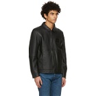Saturdays NYC Black Leather Harrington Jacket