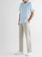 Derek Rose - Camp-Collar Printed Linen Shirt - Blue