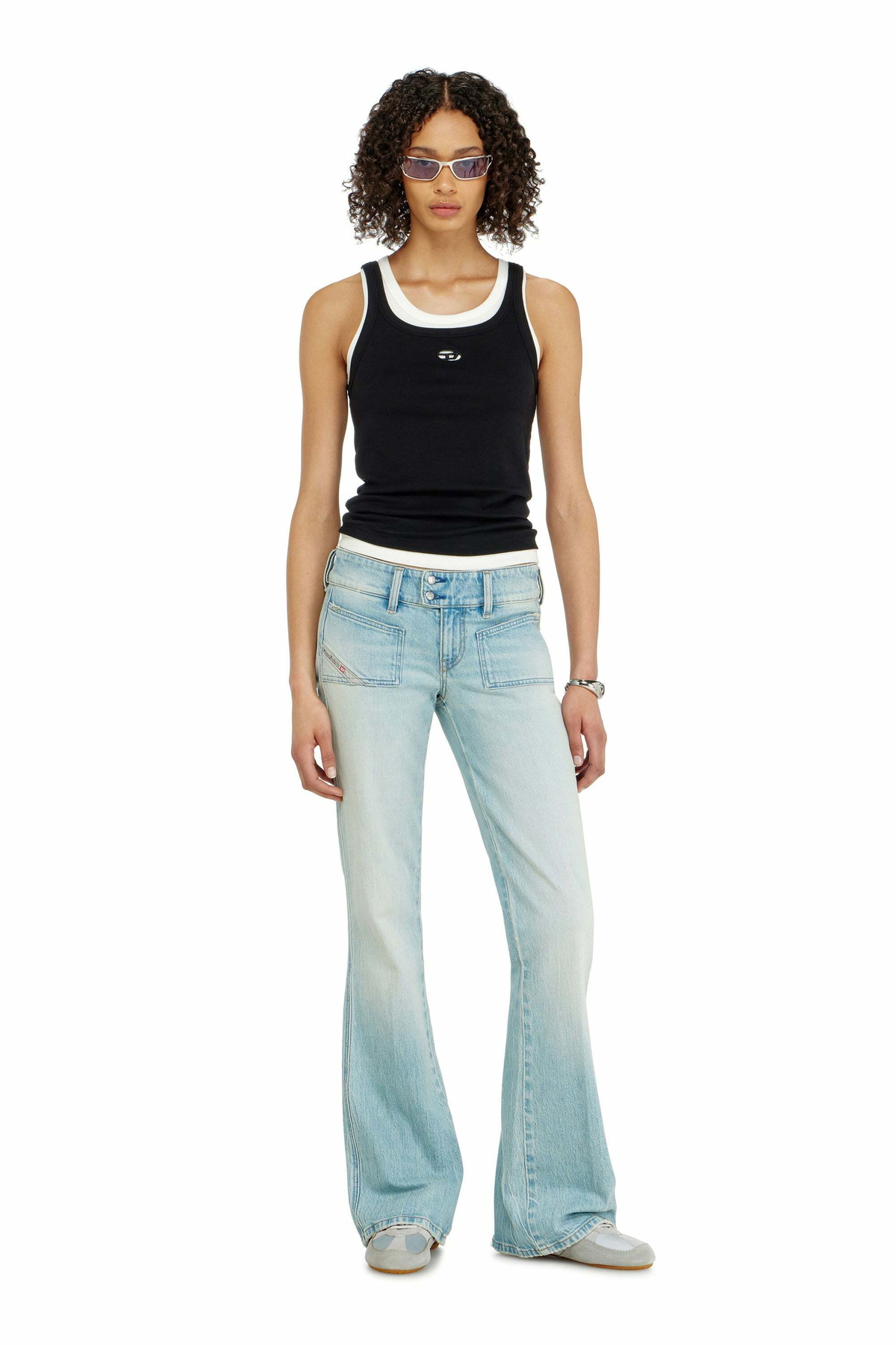 Diesel Bootcut Jeans Low Waist D-Hush, Light blue, Zip fly