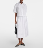 Vince Scalloped cotton poplin midi skirt