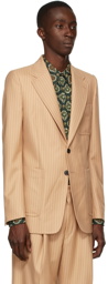 Dries Van Noten Beige Wool Pinstripe Blazer