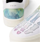 AMIRI - Skel Toe Tie-Dyed Leather-Appliquéd Canvas Slip-On Sneakers - White