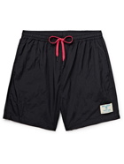 Y,IWO - Wide-Leg Logo-Appliquéd Nylon Drawstring Shorts - Black