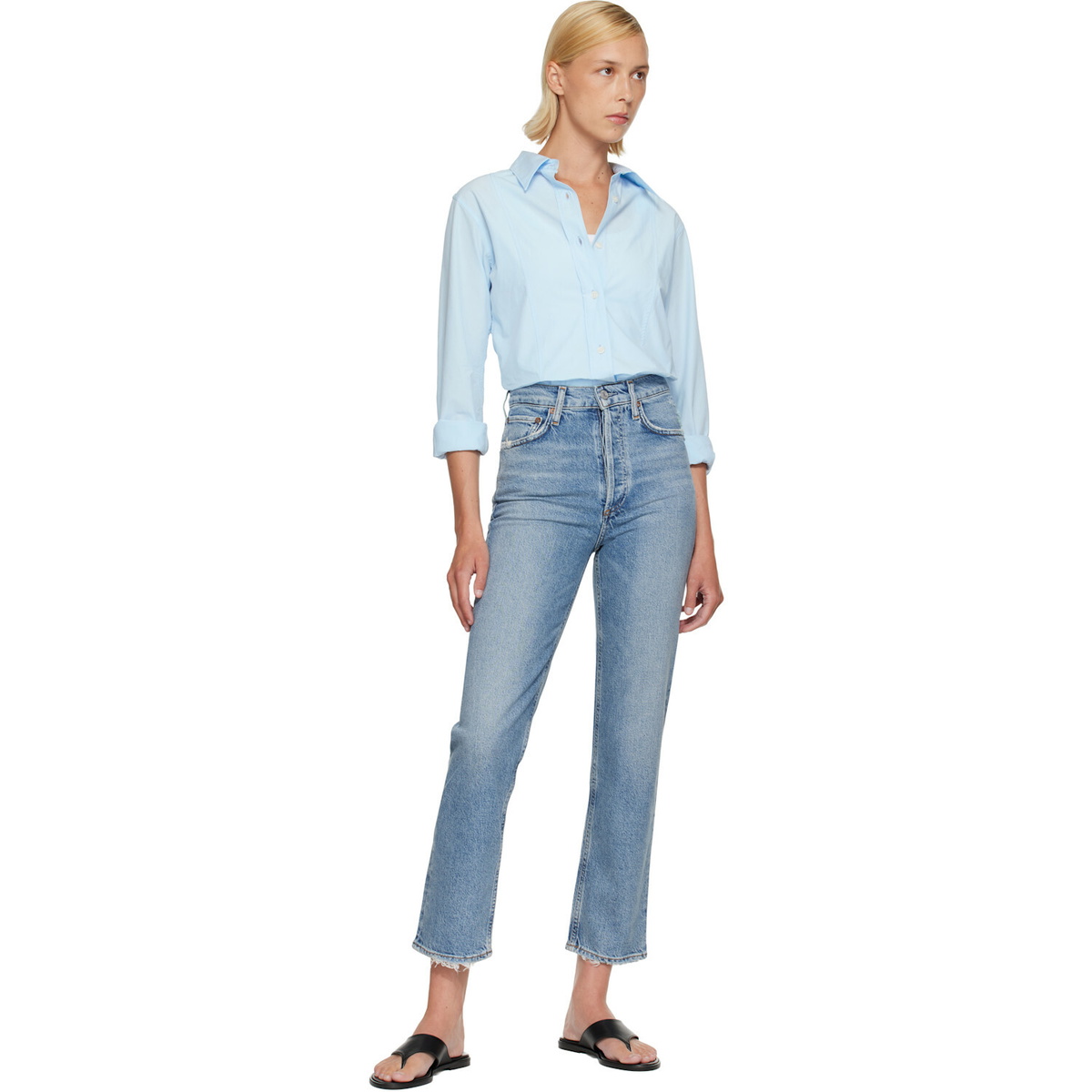 AGOLDE Blue 90's Pinch Waist Crop Jeans