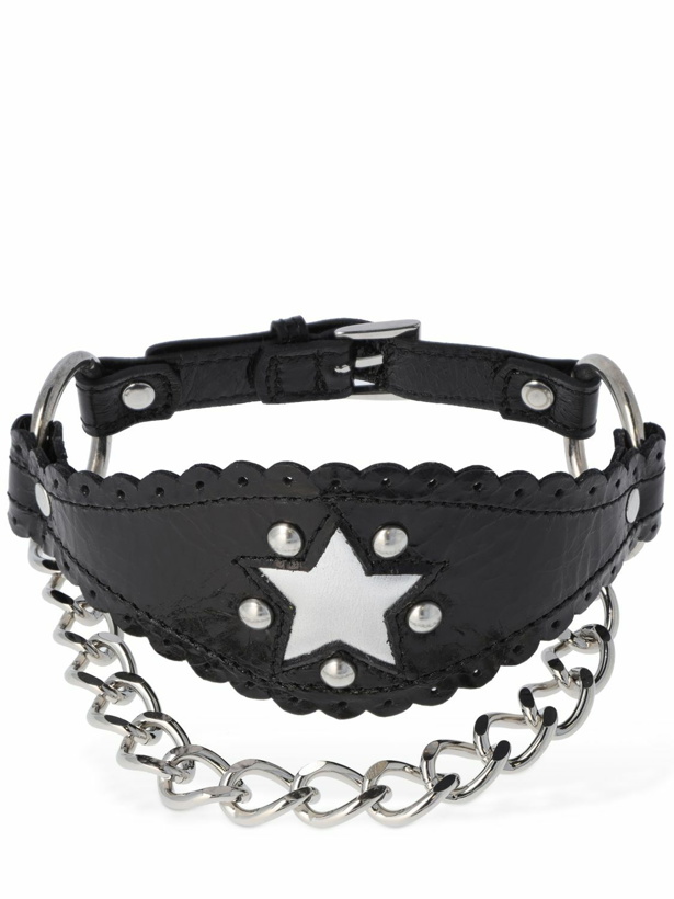 Photo: ALESSANDRA RICH - Leather Choker W/ Star & Chain