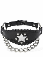 ALESSANDRA RICH - Leather Choker W/ Star & Chain