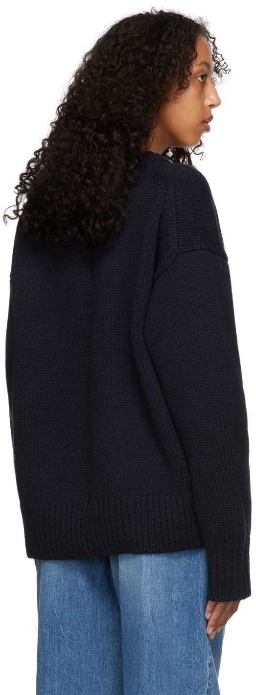 The Row Navy Wool Davion Sweater The Row