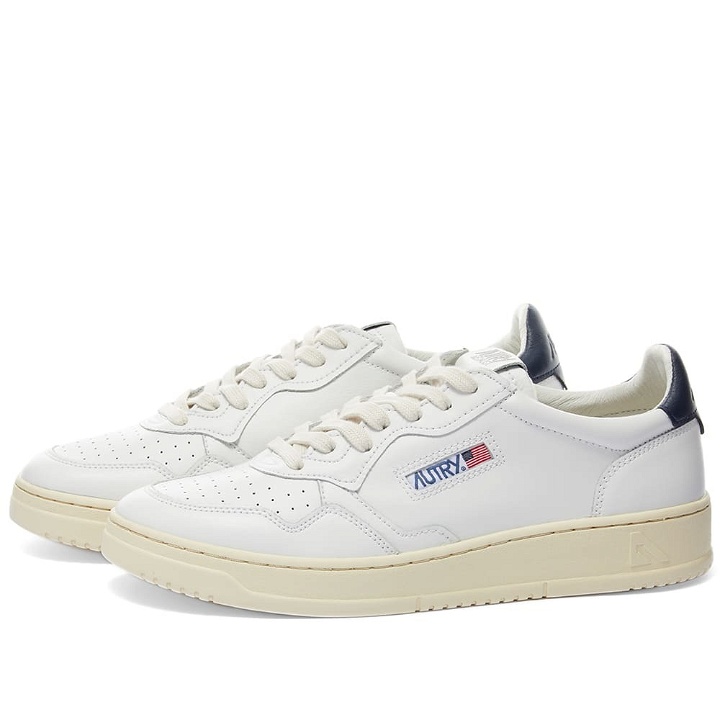 Photo: Autry Men's 01 Low Leather Sneakers in White/Navy