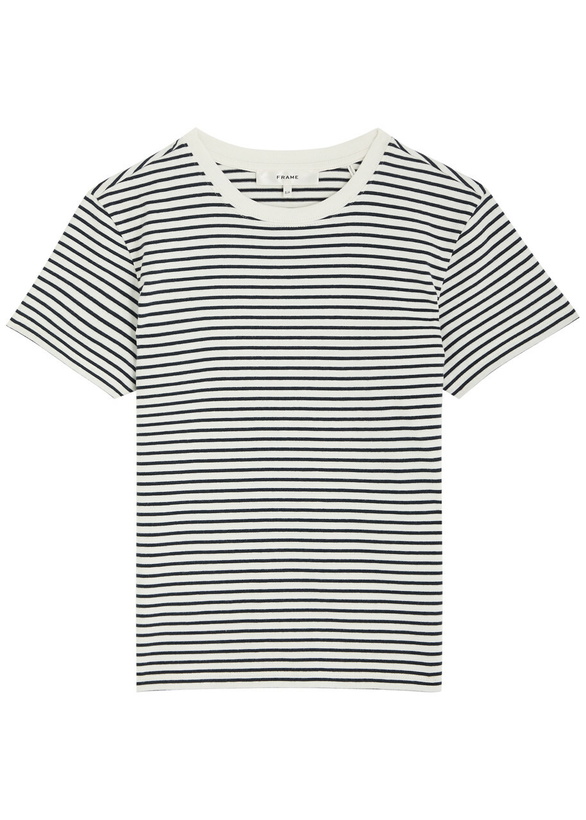 Photo: Frame The Baby Tee Striped Cotton T-shirt Navy