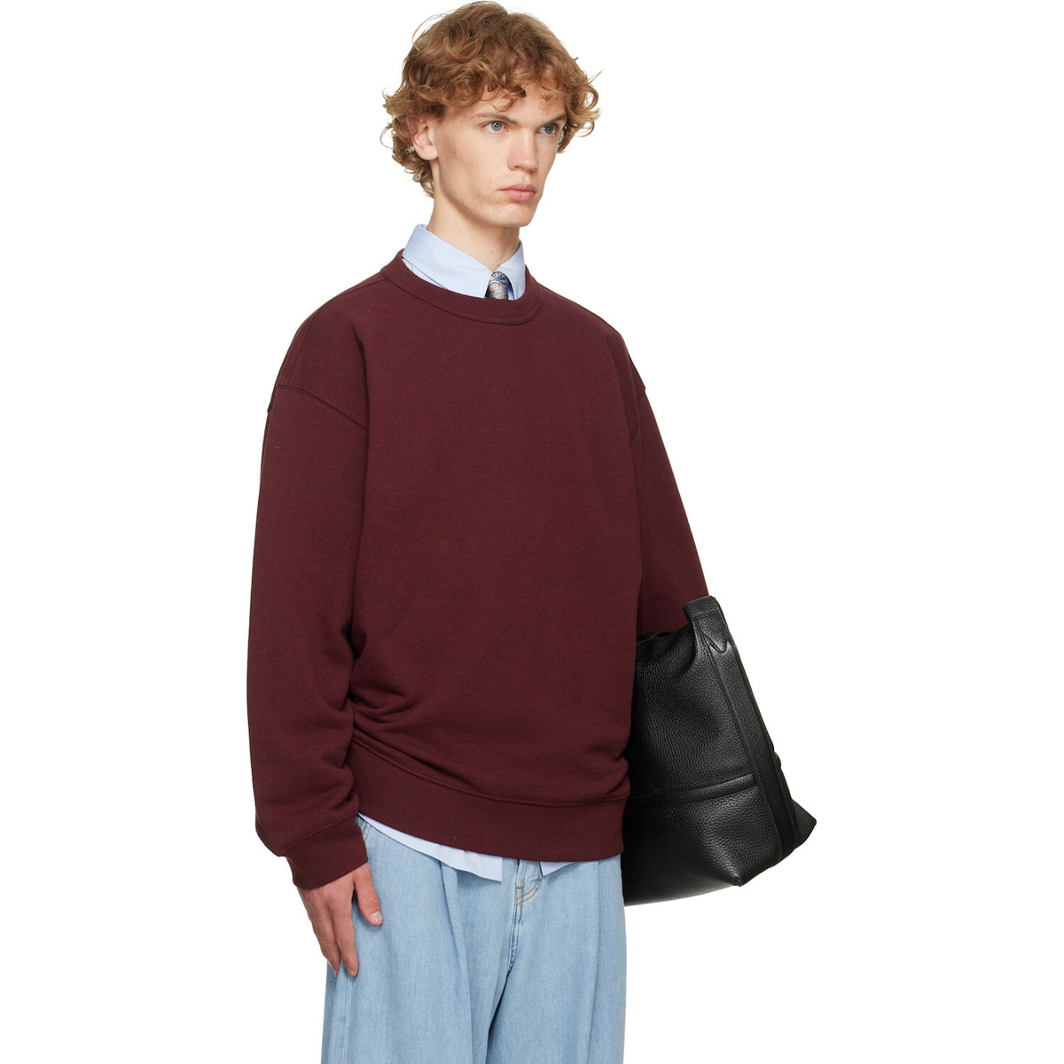 Dries Van Noten Burgundy Oversized Cotton Sweatshirt