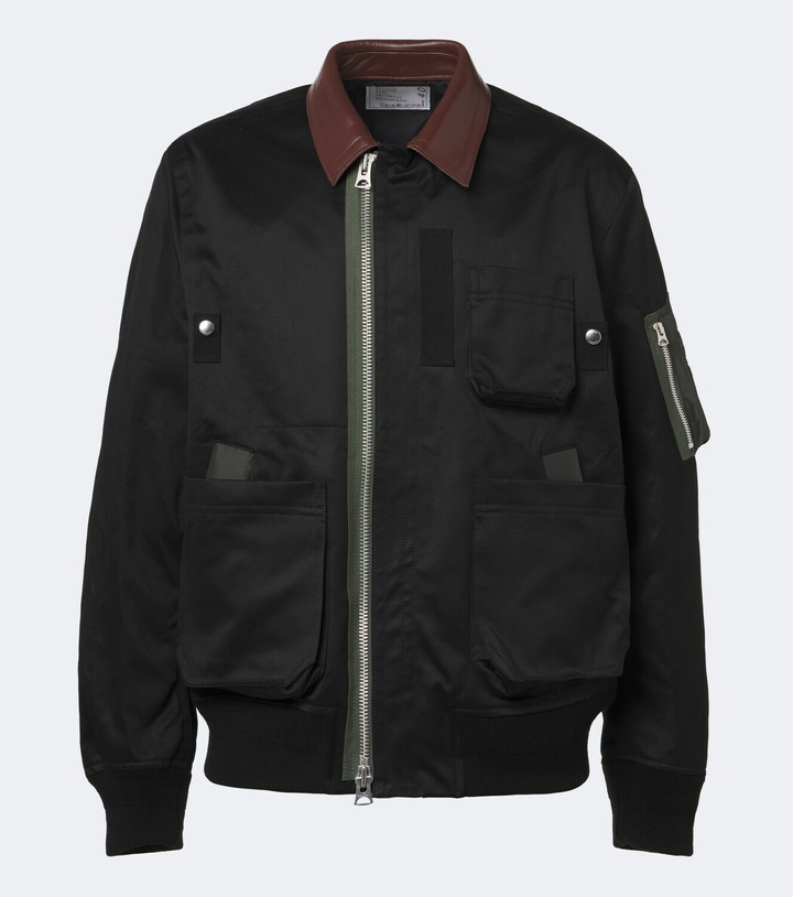 Photo: Sacai Leather-trimmed cotton blouson jacket