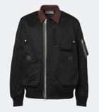 Sacai Leather-trimmed cotton blouson jacket