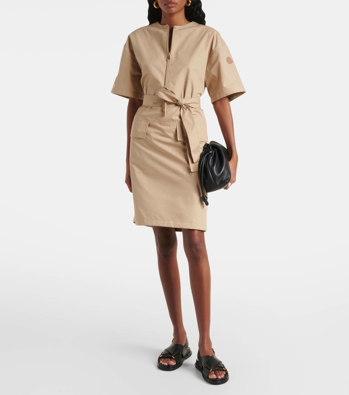Moncler Belted cotton-blend minidress