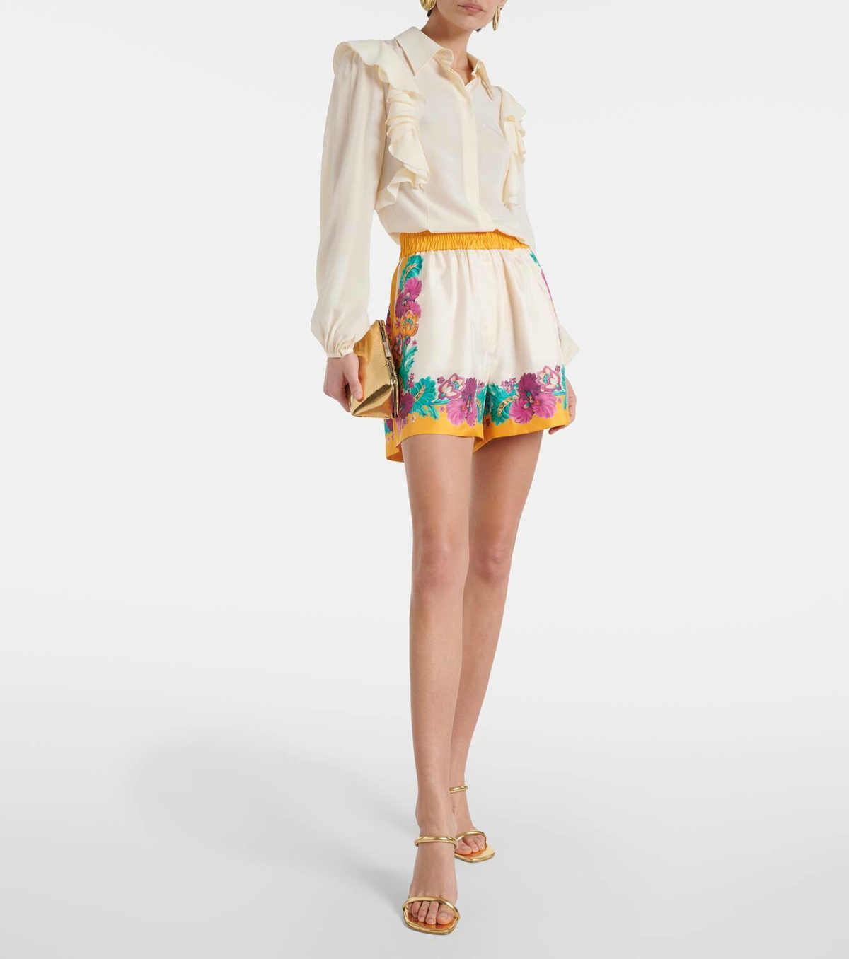 La DoubleJ Floral silk shorts
