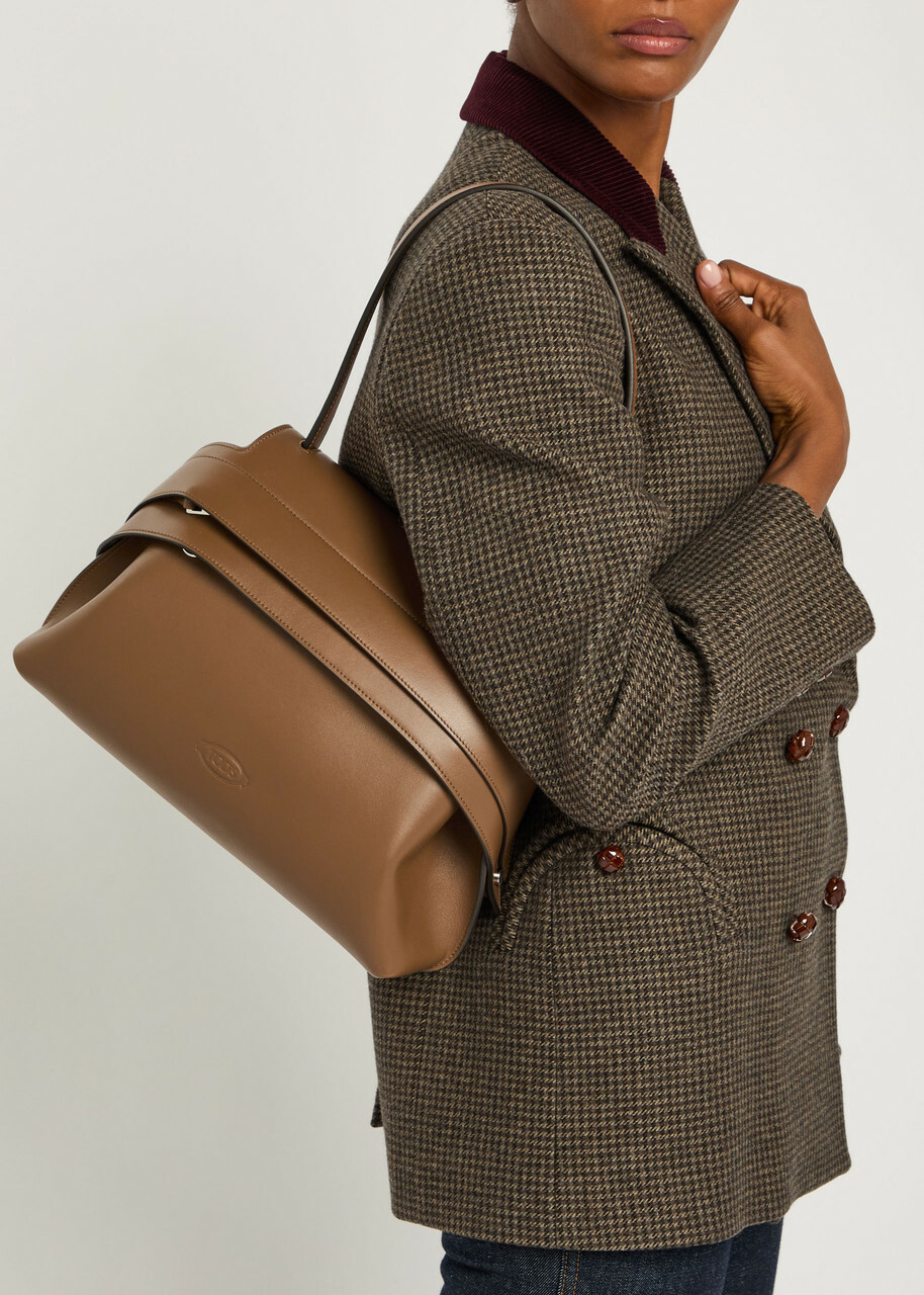 Tods Wav Monospalla Piccola Leather Tote bag - Tan - One Size