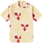 Bode Men's Novel Star Quilt Short Sleeve Shirt in Yellow Multi