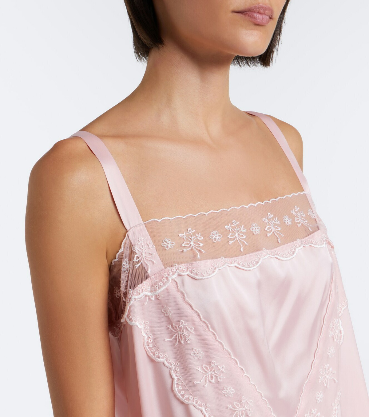 Simone Rocha Lace-trimmed satin slip dress