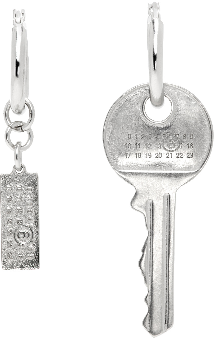 ピアス mm6 maison margiela 'Chiave' earrings MM6 Maison Margiela Tag And Key Earrings | Silver | FARFETCH
