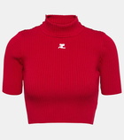 Courrèges Ribbed-knit cropped sweater