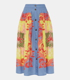 Etro Printed cotton poplin midi skirt