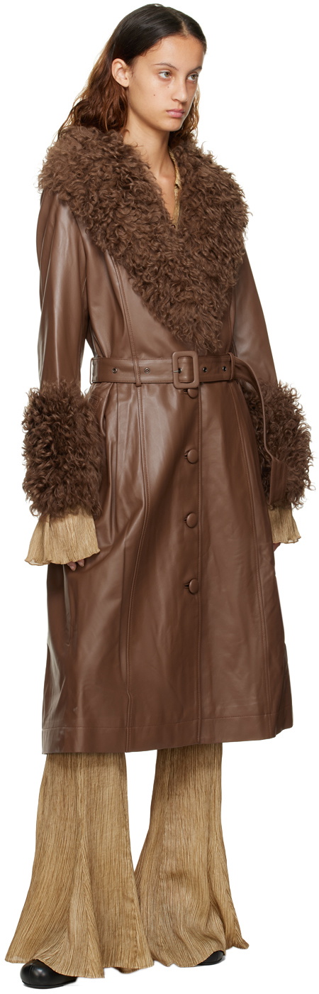 Saks Potts Brown Foxy Leather Coat Saks Potts