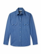 J. Mueser - Neapolitan Slim-Fit Cotton-Chambray Shirt - Blue