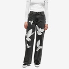 3.Paradis Women's Freedom Doves Wide Leg Jeans in Black