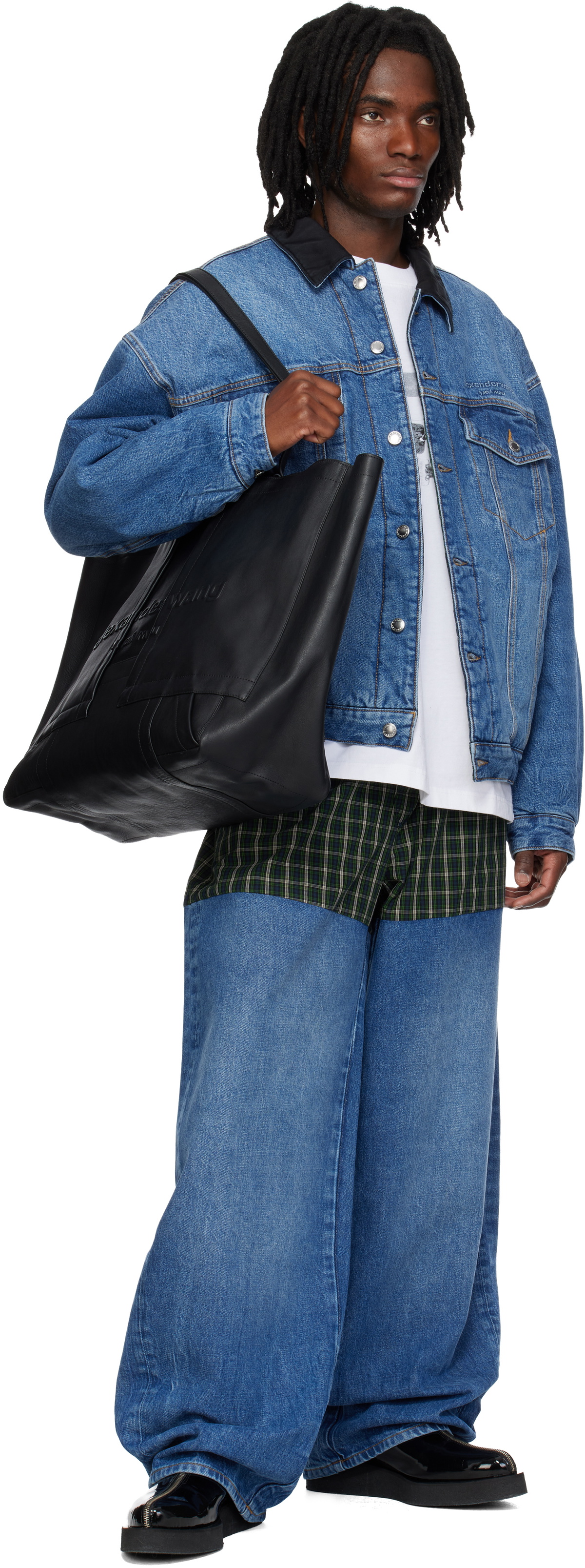 Alexander Wang Blue & Green Boxer Combo Loose Jeans