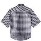 AMI Men's Check Short Sleeve Shirt in Nautic Blue/White