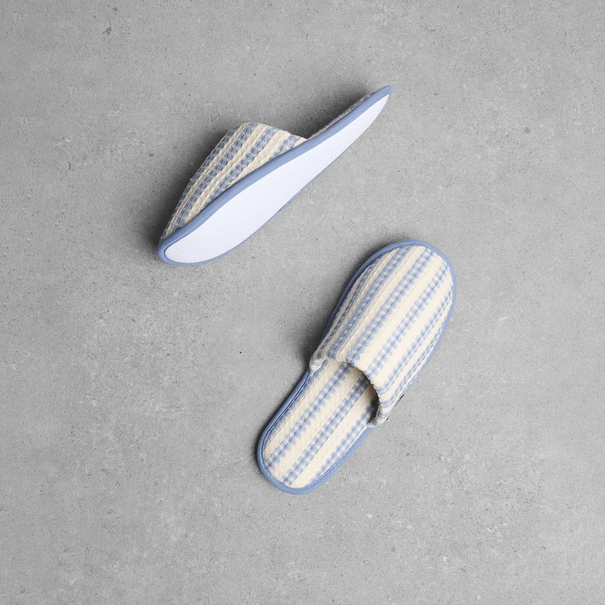 HAY Waffle Slippers in Stripe Dusty Blue
