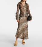 Ganni Leopard-print chiffon maxi skirt