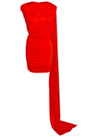 The New Arrivals Ilkyaz Ozel Khara Scarf-effect Stretch-jersey Mini Dress Red