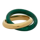 Bottega Veneta Green and Gold Double Ring