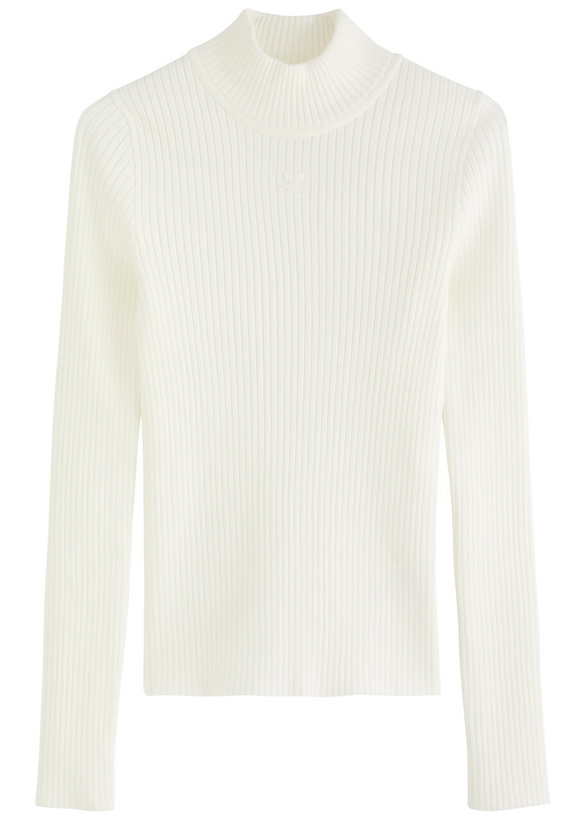 Photo: Courrèges Reedition Logo Ribbed-knit Jumper White