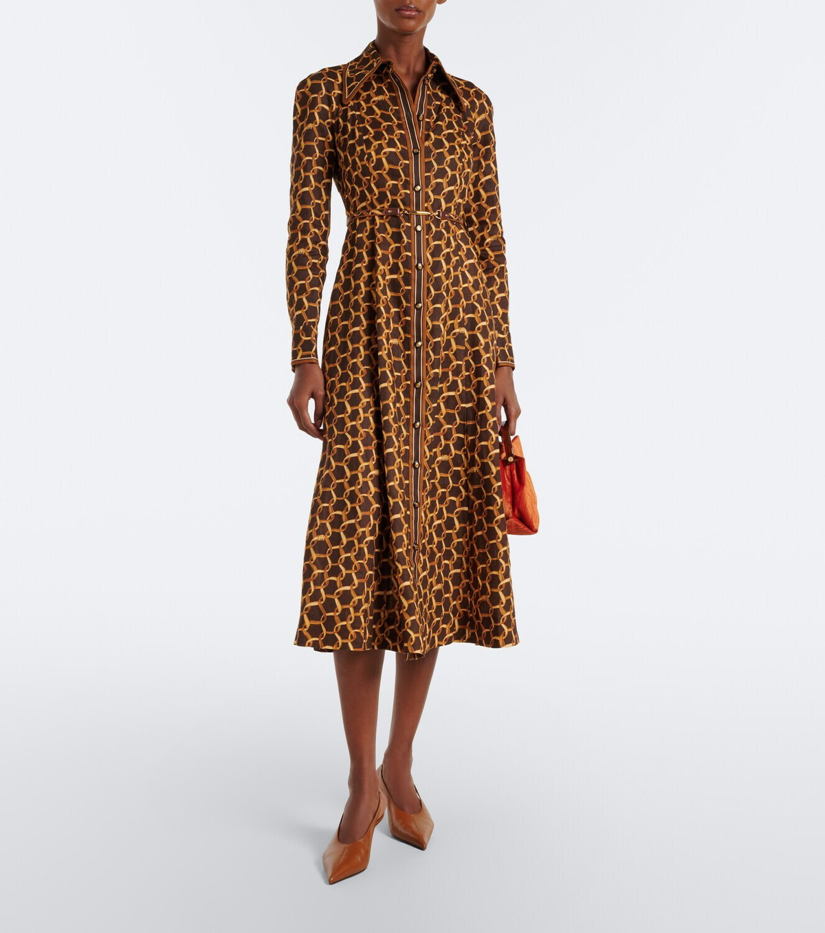 Zimmermann Belted printed linen shirt dress