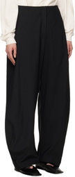 AMOMENTO Black Curved Silhouette Trousers