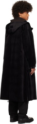 YOHJI YAMAMOTO Black M-Velvet Hooded Coat