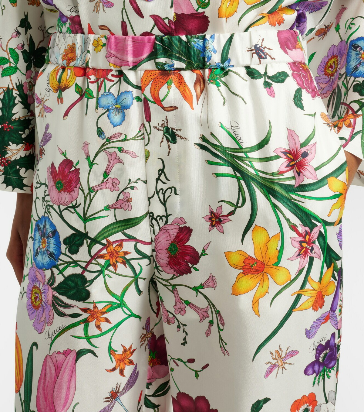 Gucci Gucci Flora silk twill palazzo pants