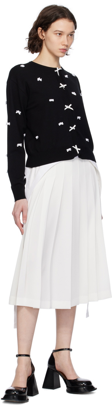 Pushbutton Black Ribbon Cardigan