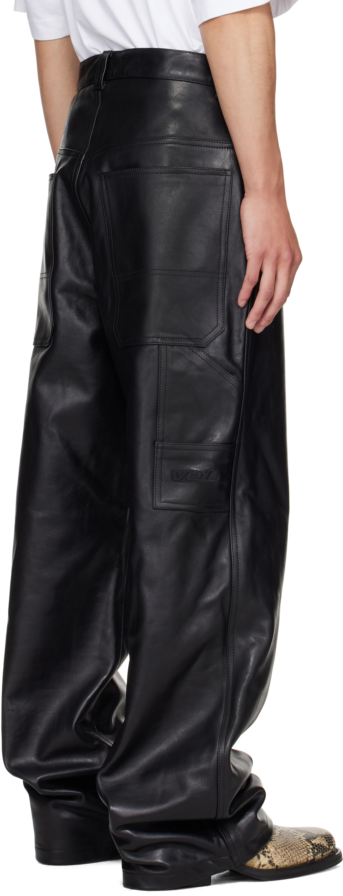 VETEMENTS Black Hip Hop Leather Pants
