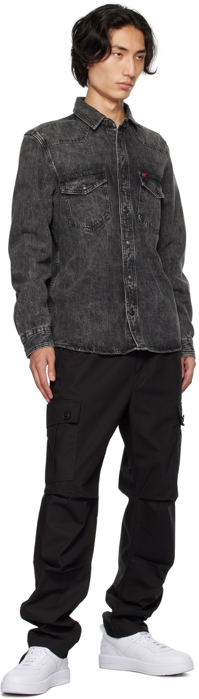 Hugo Black Pleated Cargo Pants