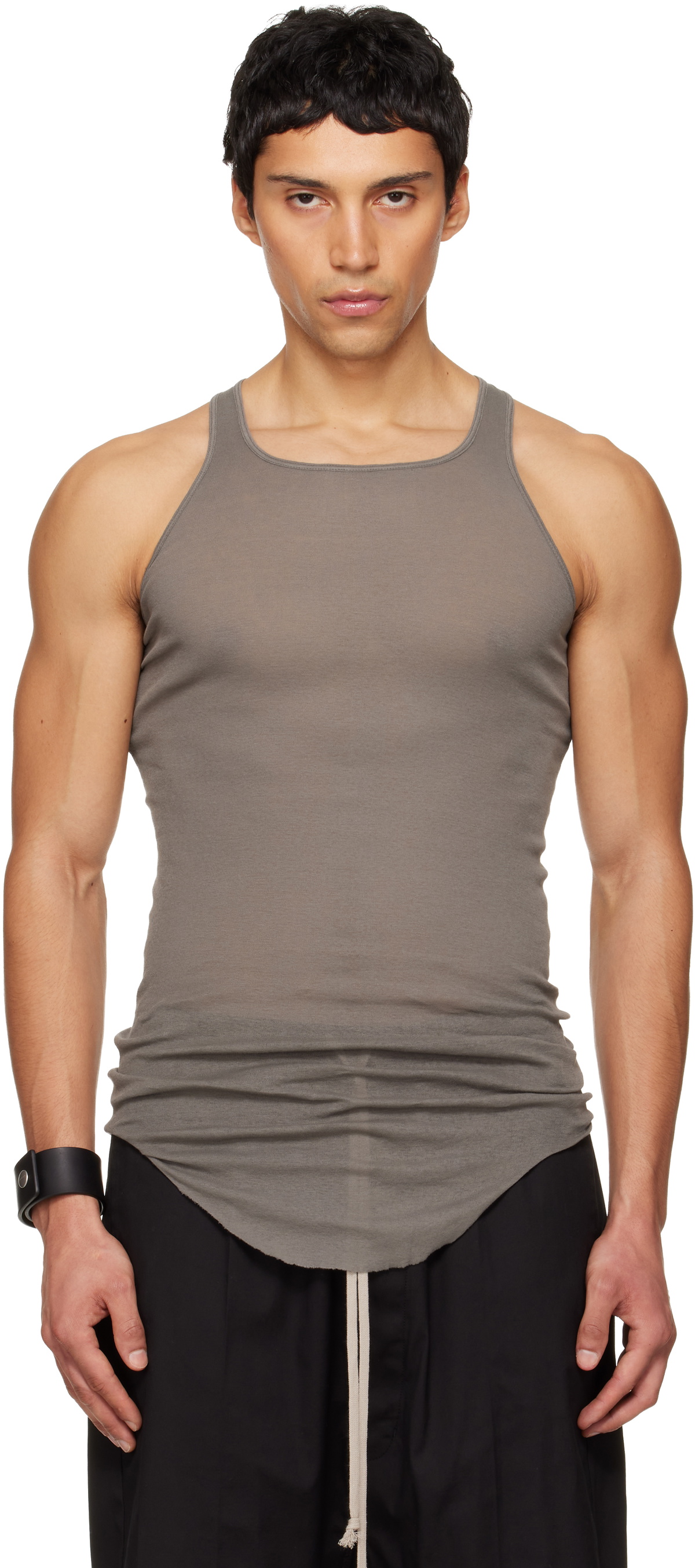 Rick Owens Gray Temple Basic Rib Tank Top Rick Owens