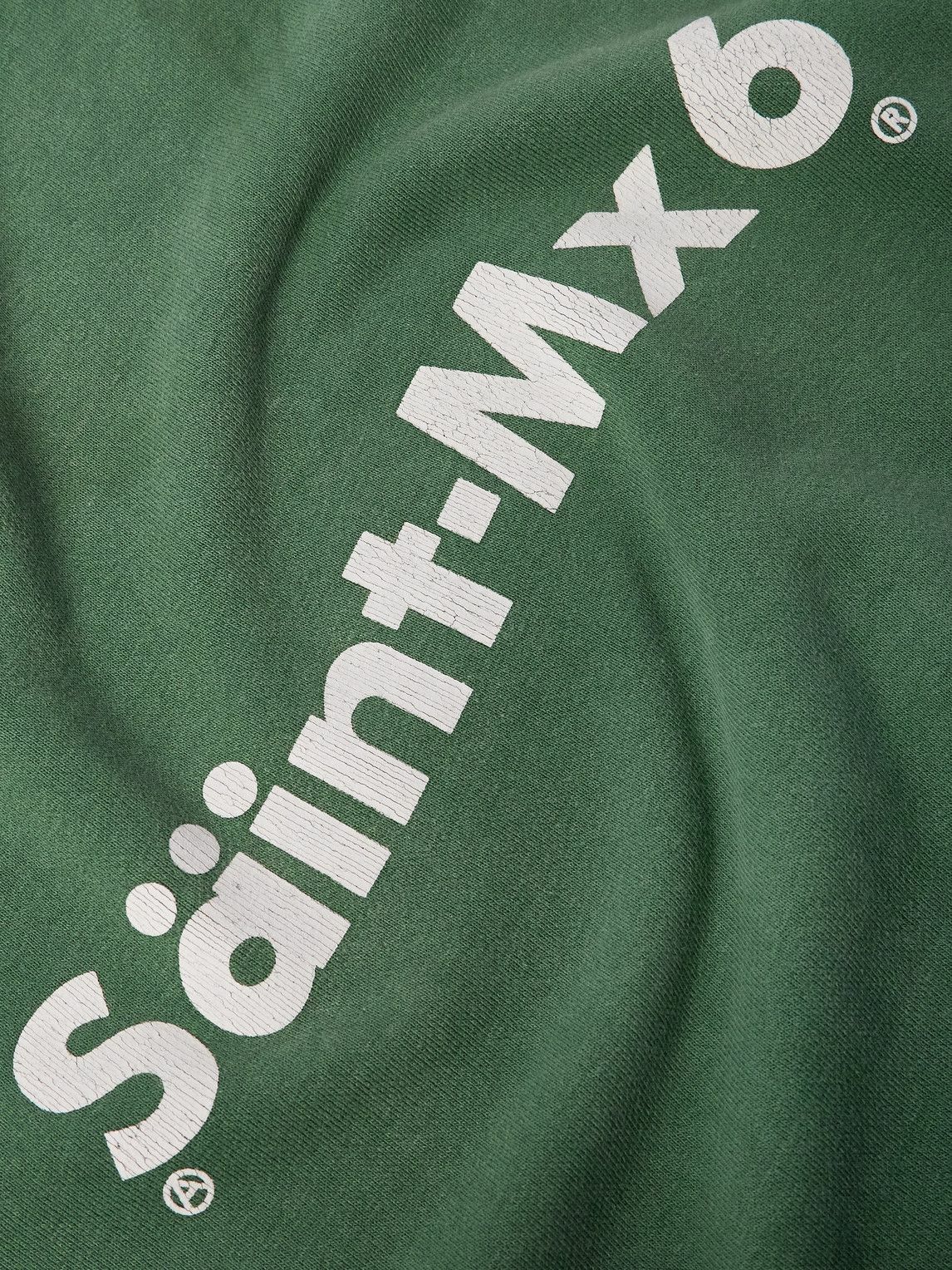 SAINT Mxxxxxx - Logo-Print Distressed Cotton-Jersey Sweatshirt